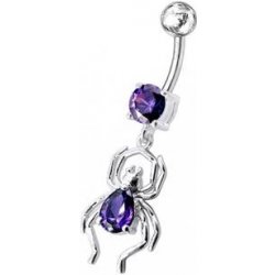 Šperky4U stříbrný piercing do pupíku pavouček BP01095-A