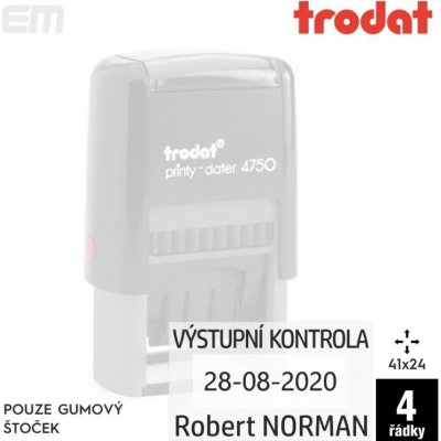 Trodat Razítko 4750,41x24mm s datem - pouze gumový štoček – Zboží Mobilmania