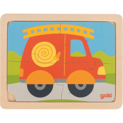 Goki puzzle Hasičské auto 4 dílky – Zboží Mobilmania