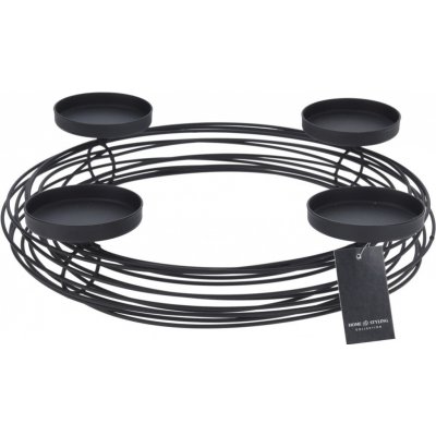 Adventní kulatý svícen kovový na 4 čajové svíčky 355x320x70 mm, černý – Zbozi.Blesk.cz