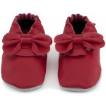 Carozoo Kožené capáčky s koženou podrážkou červené s mašlí Červená – Zboží Dáma