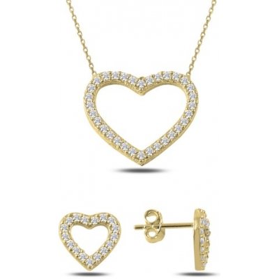 Olivie sada stříbrných šperků zlaté srdce 2351 – Zboží Dáma
