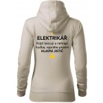 Elektrikář hlavní jistič Nápis na zádech mikina dámská Cape s kapucí Ledově šedá – Sleviste.cz