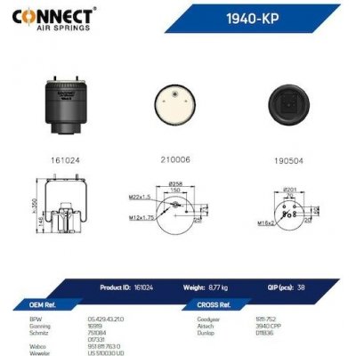 Měch pérování BPW 30K vč.plastového zvonu CONNECT | Zboží Auto