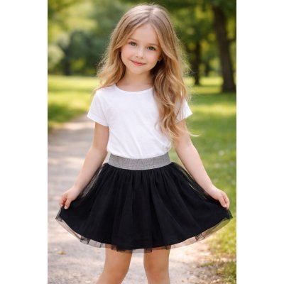 Tylová sukně Venere se stříbrným pasem černá – Sleviste.cz