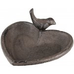Clayre & Eef Hnědé litinové pítko/ krmítko pro ptáčky ve tvaru srdce 16 x 14 x 8 cm – Hledejceny.cz