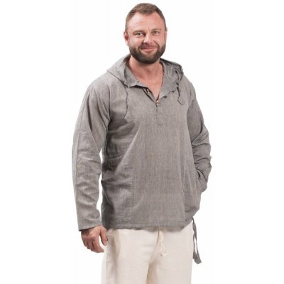 Nepál Etno kurta Classic s kapucí světle šedá – Hledejceny.cz