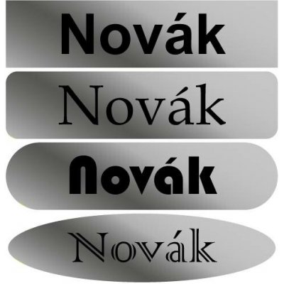 CzechMade Jmenovka na dveře - 12x4cm Barva desky: STŘÍBRNÁ DESKA / ČERNÉ GRAVÍROVÁNÍ, Tvar: OSTRÉ ROHY, Typ fontu: ARIAL – HobbyKompas.cz