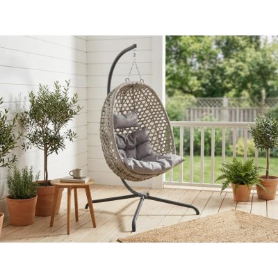 Textilomanie Závěsné křeslo MOLINE s černým stojanem šedé – Zboží Mobilmania