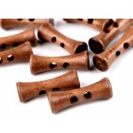 Dřevěný knoflík podlouhlý 35 mm Varianta: 3 přírodní tm., Balení: 10 ks – Zboží Dáma