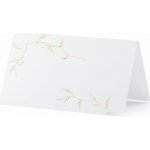 Jmenovky na stůl bílé se zlatými větvičkami 9,5x5,5 cm, 10 ks – Zboží Dáma