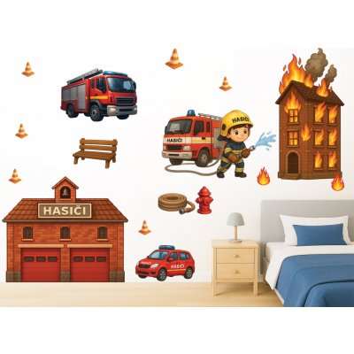 Nalepte.cz Hasiči textilní přelepitelné samolepky na zeď arch 45 x 45 cm – Hledejceny.cz
