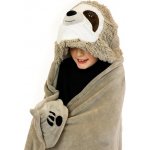 Cozy Noxxiez BL809 Lenochod hřejivá deka s kapucí se zvířátkem a tlapkovými kapsami – Sleviste.cz
