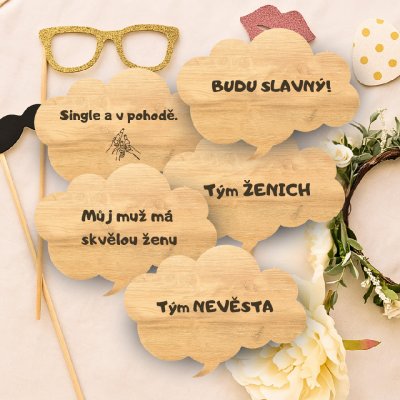 Dřevěné rekvizity do fotokoutku – sada na svatbu a oslavu Varianta: Sada 2 – Hledejceny.cz