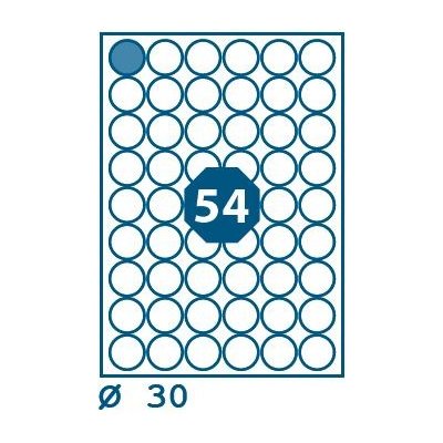 Print V0001984 bílé 30 mm 54 etiket na A4 100 listů – Zboží Dáma
