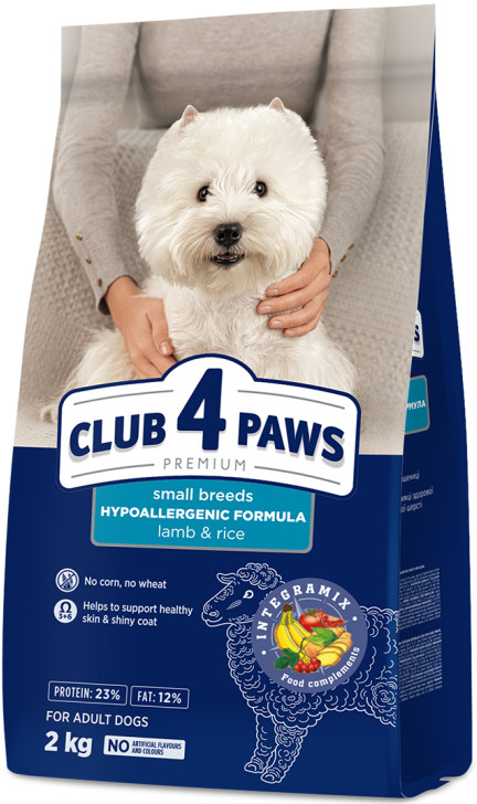 Club4Paws Premium Lamb and rice for adult dogs of small breeds 2 kg
