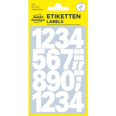 Avery Zweckform 3787 Samolepicí číslice, fólie, 25 mm, 28 ks, bílé – Zboží Dáma