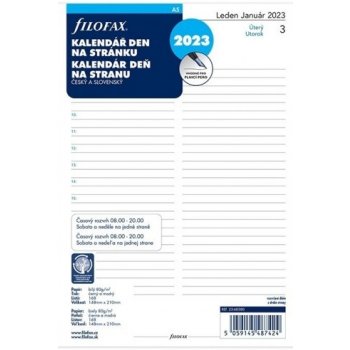 Filofax, Kalendář 2023 A5, den 1 strana, český a slovenský jazyk