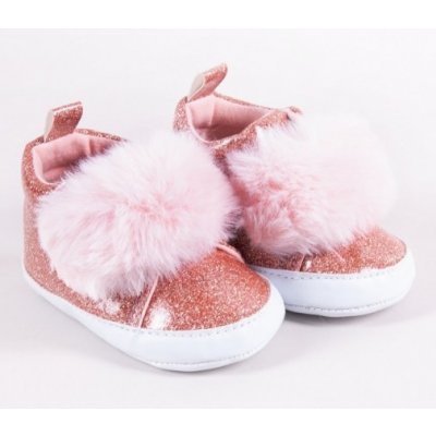 Yo Kojenecké boty/capáčky lakýrky girl s kožešinou růžový brokát – Zboží Mobilmania
