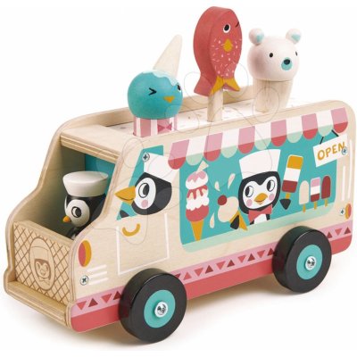 Tender Leaf Toys Drevené auto so zmrzlinou Penguin's Gelato Van s tučniakom a nanukmi