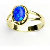 Prsteny Čištín zlatý prsten,žluté zlato prstýnek ze zlata tmavě modrý syntetický opál T 1374