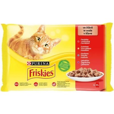 Friskies Cat kuře hovězí jehněčí a kachna ve šťávě 4 x 85 g – Zboží Mobilmania