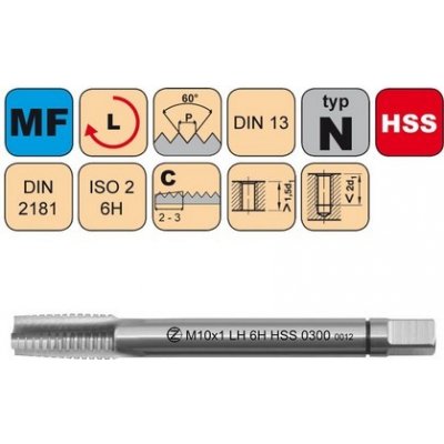 NÁSTROJE CZ Závitník sadový M10x1 I ISO2 HSS DIN 2181 Levý - 0300L - CZZ0300L-M10X1-I-ISO2 – Hledejceny.cz