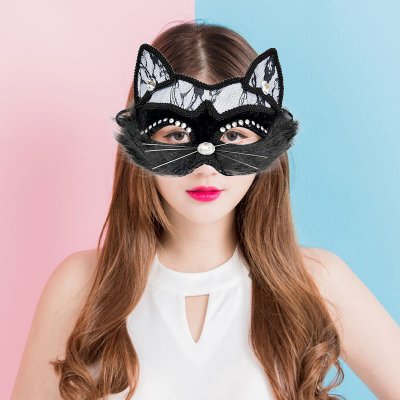 Černá karnevalová kočičí maska – Zboží Mobilmania