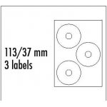 Logo etikety na CD 113/37mm, A4, matné, bílé, 3 etikety, 140g/m2, baleno po 10 ks, pro inkoustové a laserové tiskárny – Hledejceny.cz