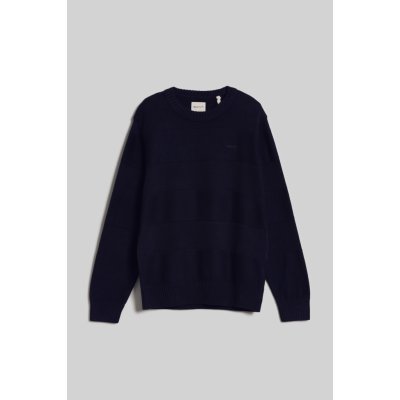 Gant svetr Tonal Barstriped Cotton C-neck modrá – Zboží Mobilmania