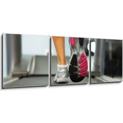 Obraz 3D třídílný - 150 x 50 cm - Running on treadmill Běh na běžícím pásu – Zboží Mobilmania