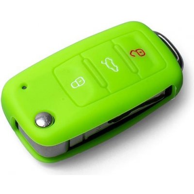 Klíčenka Ochranné silikonové pouzdro na klíč pro VW/Seat/Škoda s vystřelovacím klíčem zelená