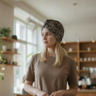 Ebbie bavlněný turban-twist LEOPARD – Sleviste.cz