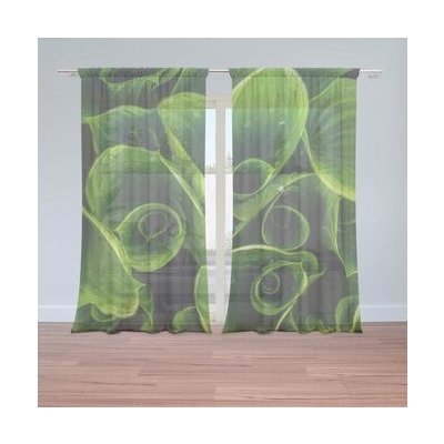 Sablio Záclony Zelené listy: 2ks 150x250cm – Hledejceny.cz