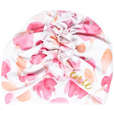 ENIE BABY Čepice dětská turban Pink Leaves dívka – Zboží Mobilmania