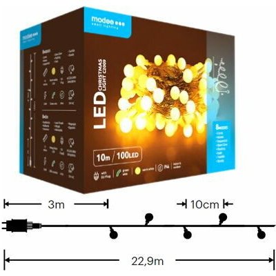 Modee ML-C2009 100LED 10m vánoční řetěz kuličky, teplá 8 programů IP44 – Hledejceny.cz