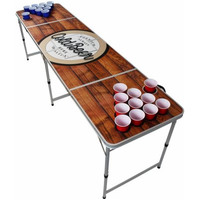 BeerCup Backspin Beer Pong, stůl, souprava, dřevěný, přihrádka na led, 6 míčků, 100 Cups