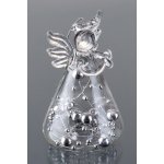 DT GLASS vánoční ozdoba Andílek se stříbrnými perlami na zavěšení – Zboží Dáma