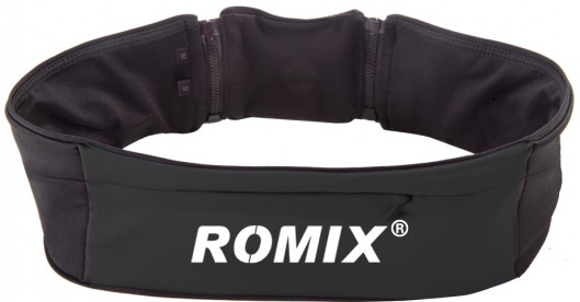Pouzdro ROMIX sportovní opasek s velkou kapsu a dvěma menšími kapsami běhání - vel. S / M - černé