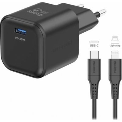 Swissten síťový adaptér gan 1x usb-c 35w power delivery černý + datový kabel usb-c/lightning 1,2 m černý – Zboží Živě