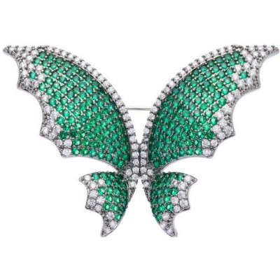 Oliver Weber třpytivá brož se zelenými krystaly Motýl Chara 58055 – Zboží Dáma