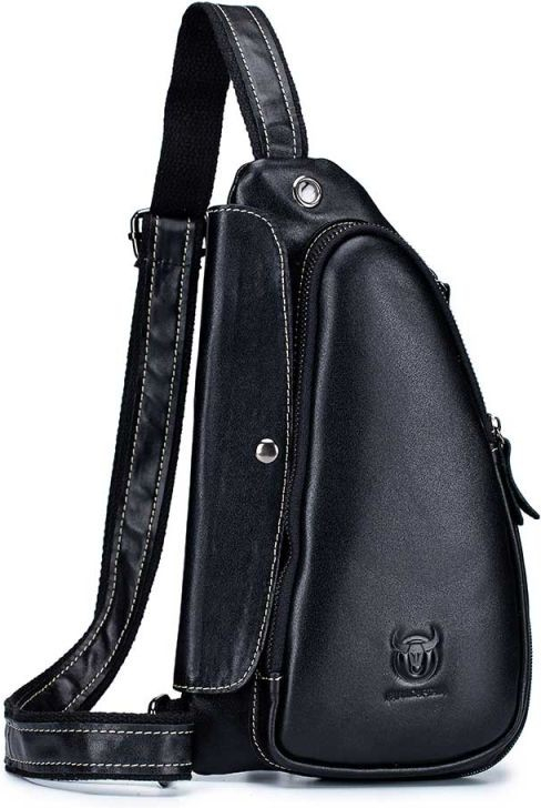 Bullcaptain kožená taška přes rameno Godon Černá 5L XB125