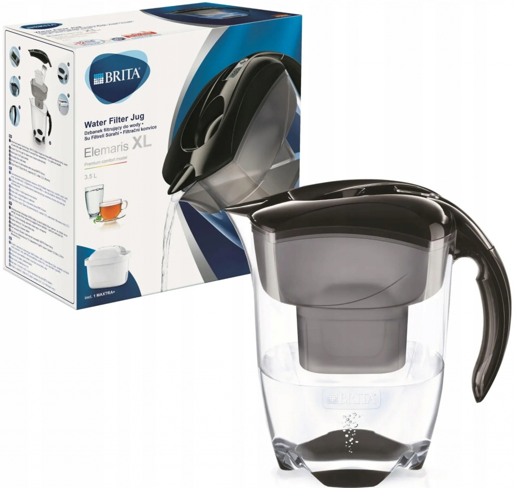 Brita Elemaris Meter XL Caraffa Filtrante con 1 Filtro Maxtra+ Incluso,  Plastica, Nero,Trasparente, 3,5 litri : Brita: : Casa e cucina