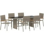 Omaxi 455444 Zahradní jídelní souprava 7 pcs Šedá 190 x 80 x 75 cm polyratan – Hledejceny.cz