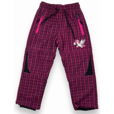 Sezon Dívčí zateplené kalhoty na gumu s manžetou černo růžové – Zboží Mobilmania