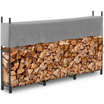 Greatstore Venkovní kovový regál na palivové dřevo s krytem do 100 kg 200 x 25 x 116 cm – Zbozi.Blesk.cz