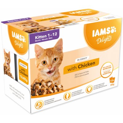 Iams Delights kitten kuře v omáčce 12 x 85 g – Hledejceny.cz