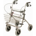 DMA Čtyřkolové chodítko 100 - stříbrné—Skládací rám se sedátkem, nastavitelná výška, brzdy – Zboží Dáma