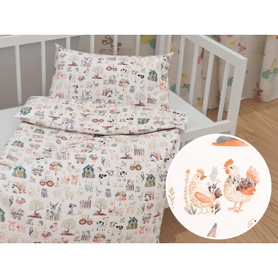 Biante povlečení Sandra SA-563 Zvířátka na farmě na bílém 90 x 130 cm 40 x 60 cm – Zboží Dáma