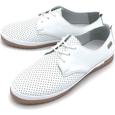 Looke Dámské kožené polobotky L1223-66 bílé powder pink – Sleviste.cz